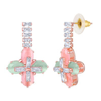 Mahi Rosegold Plated Multicolor Cubic Zirconia (CZ) Floral Women's Necklace Set (NL1103821ZMul)