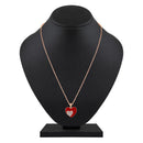 Mahi Rose Gold Plated Red Meenakari Work and Crystals Dual Heart Pendant Set for Women (NL1103823ZRed)