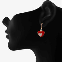 Mahi Rose Gold Plated Red Meenakari Work and Crystals Dual Heart Pendant Set for Women (NL1103823ZRed)