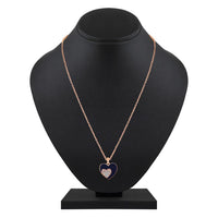 Mahi Rose Gold Plated Navy Blue Meenakari Work and Crystals Dual Heart Pendant Set for Women (NL1103824ZNBlu)