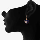 Mahi Rose Gold Plated Navy Blue Meenakari Work and Crystals Dual Heart Pendant Set for Women (NL1103824ZNBlu)