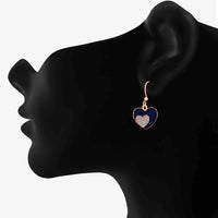Mahi Rose Gold Plated Navy Blue Meenakari Work and Crystals Dual Heart Pendant Set for Women (NL1103824ZNBlu)