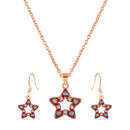 Mahi Rose Gold Plated Red Meenakari Work and Crystals Star Pendant Set for Women (NL1103825ZRed)