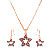 Mahi Rose Gold Plated Red Meenakari Work and Crystals Star Pendant Set for Women (NL1103825ZRed)