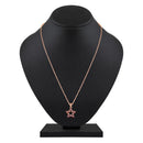 Mahi Rose Gold Plated Red Meenakari Work and Crystals Star Pendant Set for Women (NL1103825ZRed)
