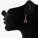 Mahi Rose Gold Plated Navy Blue & Yellow Meenakari Work and Crystals Star Pendant Set for Women (NL1103826ZNBlu)