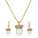 Mahi Gold Plated White Meenakari Work and Crystals Cute Pendant Set for Women (NL1103829GWhi)