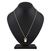 Mahi Gold Plated White Meenakari Work and Crystals Cute Pendant Set for Women (NL1103829GWhi)
