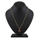 Mahi Gold Plated Red and Pink Meenakari Work and Crystals Floral Pendant Set for Women (NL1103830GRedPin)