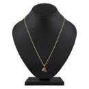 Mahi Gold Plated Red and Blue Meenakari Work and Crystals Floral Pendant Set for Women (NL1103831GRedBlu)