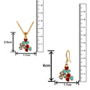 Mahi Gold Plated Red and Blue Meenakari Work and Crystals Floral Pendant Set for Women (NL1103831GRedBlu)