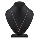 Mahi Rose Gold Plated Purple Meenakari Work and Crystals Floral Pendant Set for Women (NL1103832ZPur)