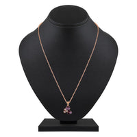 Mahi Rose Gold Plated Purple Meenakari Work and Crystals Floral Pendant Set for Women (NL1103832ZPur)