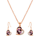 Mahi Rose Gold Plated Purple Meenakari Work and Crystals Floral Heart Pendant Set for Women (NL1103833ZPur)