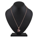 Mahi Rose Gold Plated Purple Meenakari Work and Crystals Floral Heart Pendant Set for Women (NL1103833ZPur)