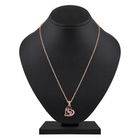 Mahi Rose Gold Plated Purple Meenakari Work and Crystals Floral Heart Pendant Set for Women (NL1103833ZPur)