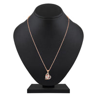 Mahi Rose Gold Plated Pink and Green Meenakari Work and Crystals Floral Heart Pendant Set for Women (NL1103834Gre)
