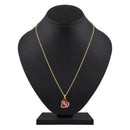 Mahi Gold Plated Pink and Maroon Meenakari Work and Crystals Floral Heart Pendant Set for Women (NL1103836GPinMar)