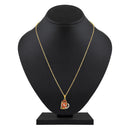 Mahi Gold Plated Orange Meenakari Work and Crystals Floral Heart Pendant Set for Women (NL1103837GOrg)