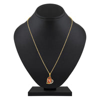 Mahi Gold Plated Orange Meenakari Work and Crystals Floral Heart Pendant Set for Women (NL1103837GOrg)