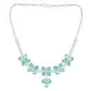 Mahi Rhodium Plated Light Green and White Cubic Zirconia (CZ) Floral Women's Necklace Set (NL1103838R)