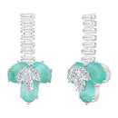 Mahi Rhodium Plated Light Green and White Cubic Zirconia (CZ) Floral Women's Necklace Set (NL1103838R)