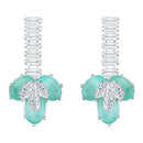 Mahi Rhodium Plated Light Green and White Cubic Zirconia (CZ) Floral Women's Necklace Set (NL1103838R)