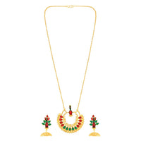 Mahi Meenakari Enamel Dancing Peacock-Shaped Pendant and Dangler Jhumka Earrings with Crystals for Women (NL1103839GMul)