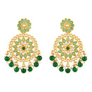 Mahi Dual Layer Green Floral Necklace Jewellery Set with Artificial Beads for Women (NL1103840GGre)