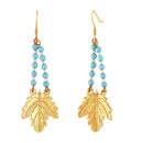 Mahi Dual Layer Mapel Leaf Long Necklace Set with Artificial Beads for Women (NL1103841GBlu)
