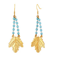 Mahi Dual Layer Mapel Leaf Long Necklace Set with Artificial Beads for Women (NL1103841GBlu)
