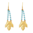 Mahi Dual Layer Mapel Leaf Long Necklace Set with Artificial Beads for Women (NL1103841GBlu)