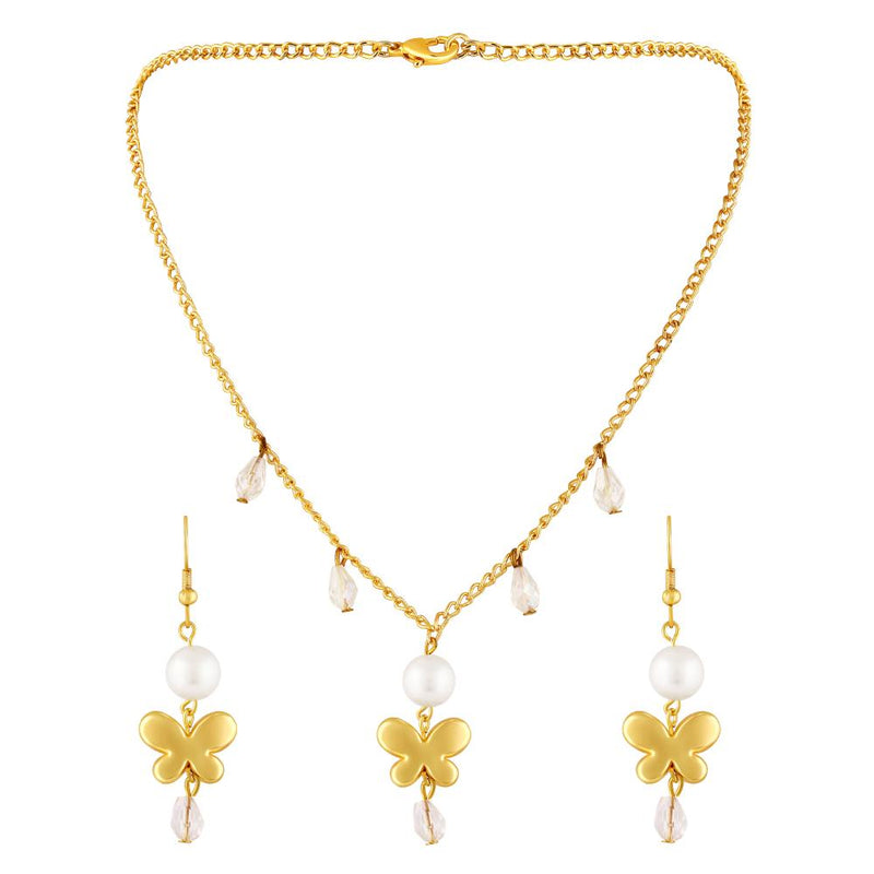 Mahi Flying Butterfly-Shaped Necklace Set with Artificial Beads for Women (NL1103842G)