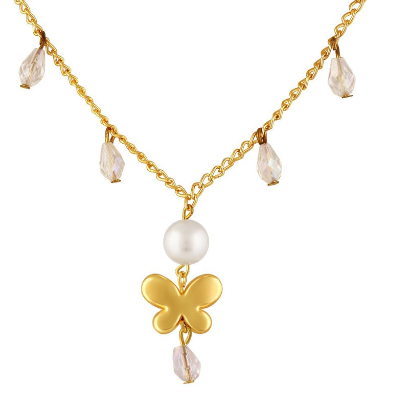 Mahi Flying Butterfly-Shaped Necklace Set with Artificial Beads for Women (NL1103842G)