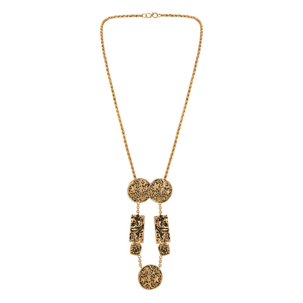 Mahi Black Meenakari Work Enamel Long Necklace Jewellery Set with Golden Plating for Women (NL1103843G)