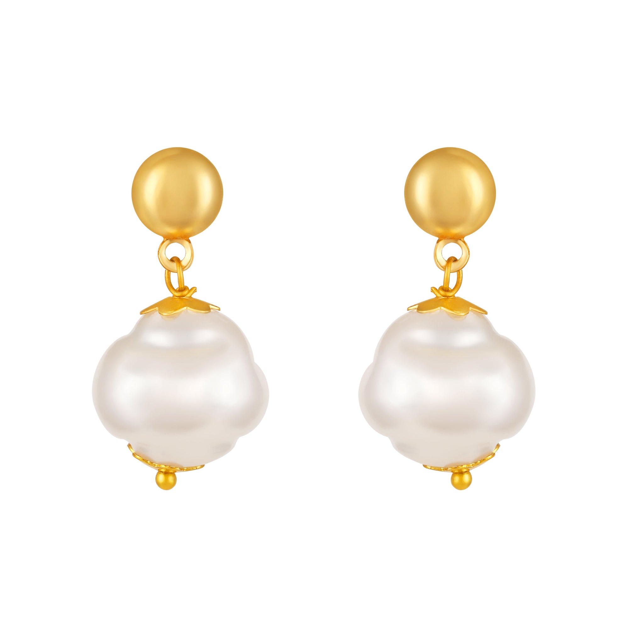 Mahi Elegant Artificial Pearl & Gold-Tone Beaded Designer Necklace with Matching Earrings for Women and Girls (NL1103866G)