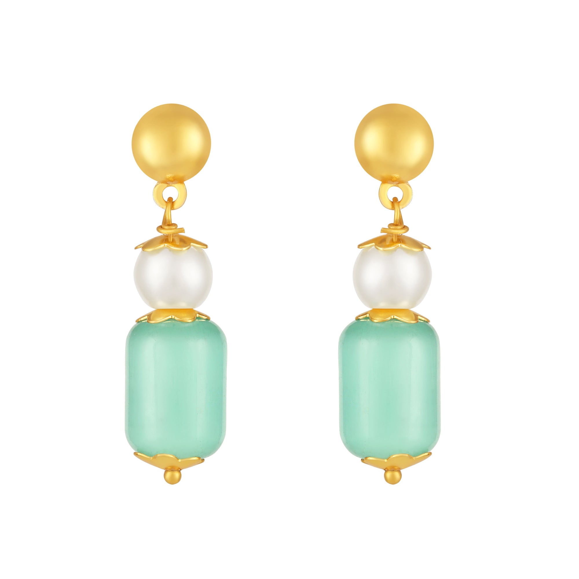 Mahi Elegant Gold-Plated Pastel Bead & Artificial Pearl Necklace with Matching Earrings for Women (NL1103870G)