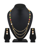 Mahi Traditional Multicolor Beaded Layered Artificial Pearl Gold Plated Necklace Set for Women (NL1103872G)