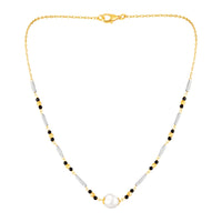 Mahi Black Beads & Artificial Pearl Mangalsutra Necklace with Matching Drop Earrings (Gold & Silver Tone) (NL1103876G)