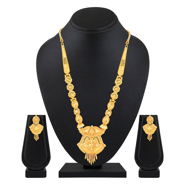 Darshana Jewels Gold Plated Traditional Wedding Long Necklace Set for Women (NL1108087G)