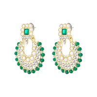 Mahi Ethnic Wedding & Festive Wear Green Kundan & Mirror Stone Bridal Choker Jewellery Set with Earrings & Maang Tikka Necklace Set for Women (NL1108127GGre)