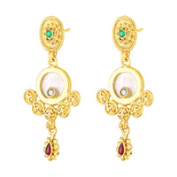 Mahi Traditional Gold-Plated Kundan Temple Jewellery Necklace Set with Goddess Lakshmi Pendant & Matching Earrings for Women (NL1108131G)