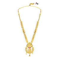 Mahi Traditional Gold-Plated Kundan Temple Jewellery Necklace Set with Goddess Lakshmi Pendant & Matching Earrings for Women (NL1108131G)