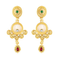 Mahi Traditional Gold-Plated Kundan Temple Jewellery Necklace Set with Goddess Lakshmi Pendant & Matching Earrings for Women (NL1108131G)