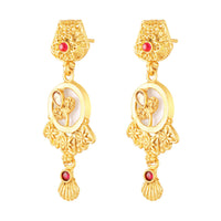 Mah Traditional Gold-Plated Necklace Set with Intricate Kundan Pendant and Matching Earrings for Women (NL1108132G)
