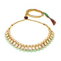 Mahi Traditional Kundan & Glass Beads Choker Jewellery Set with Earrings & Maang Tikka Necklace Set  for Women & Girls (NL1108134G)