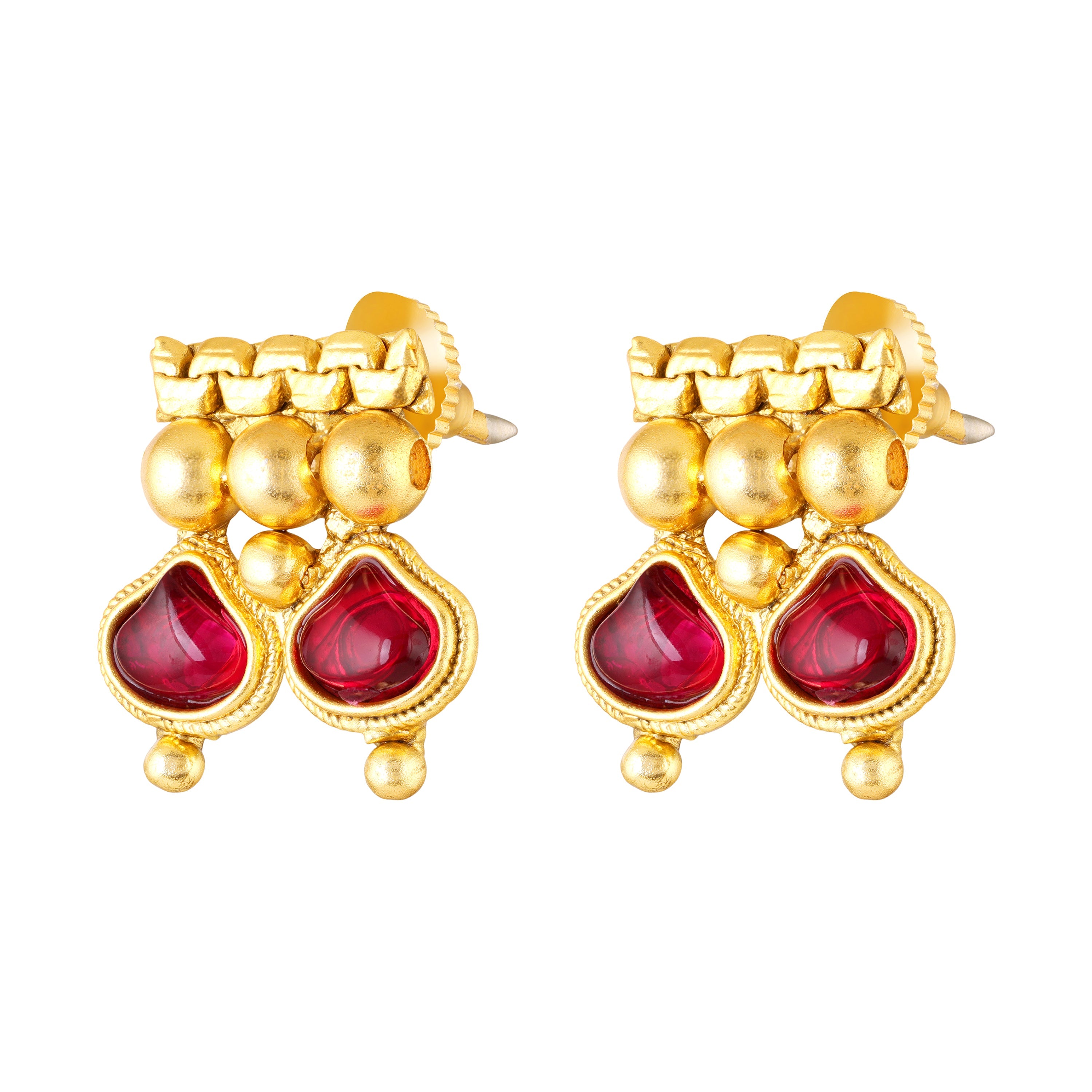 Mahi Traditional Gold Plated Long Necklace Set for Women with Kundan Red Stones & Earrings | Bridal & Ethnic Indian Jewelry (NL1108136GRed)
