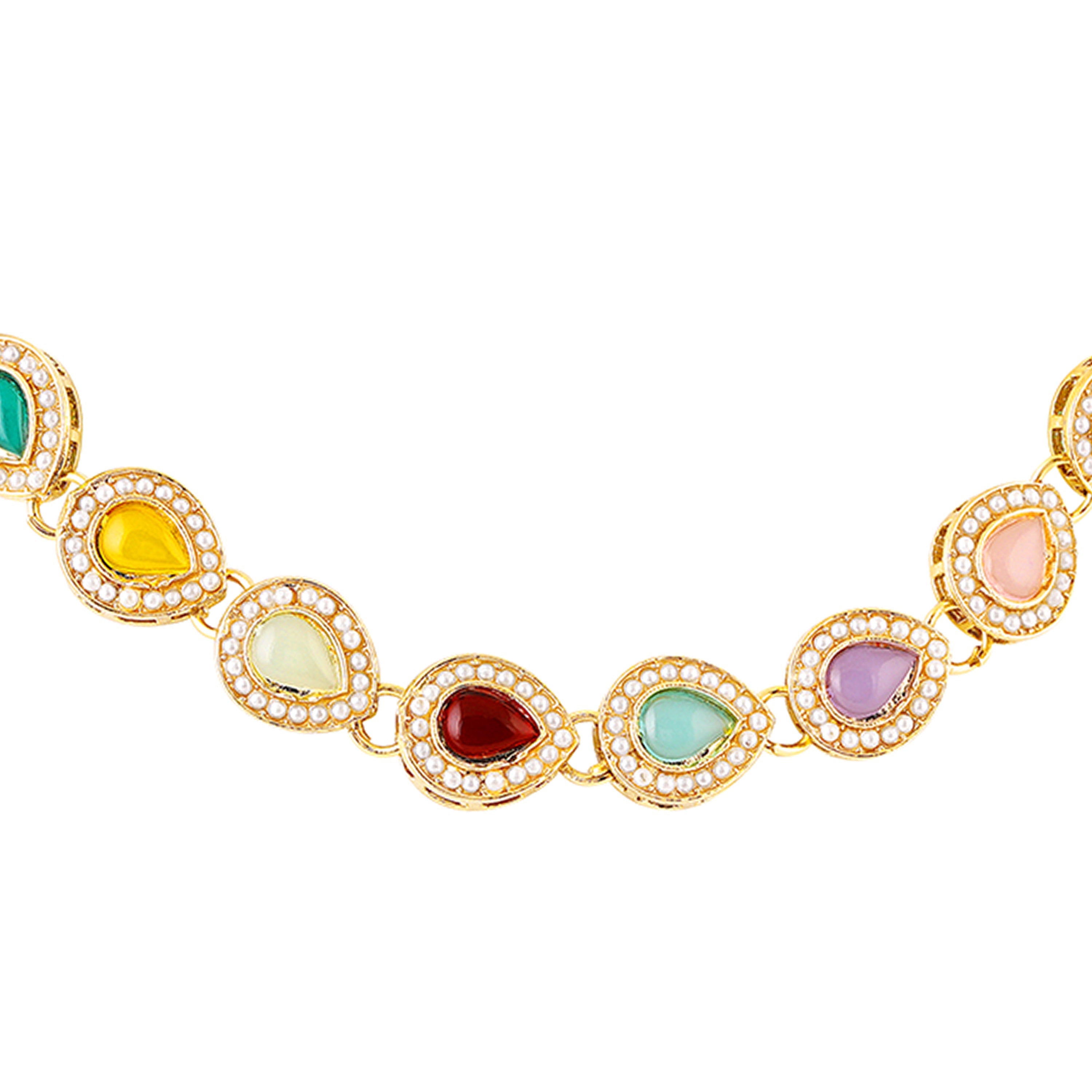 Mahi Traditional Multi-Color Kundan Necklace Set with Earrings for Women | Navratri Inspired Ethnic Jewellery for Wedding & Festive Wear (NL1108139GMul)