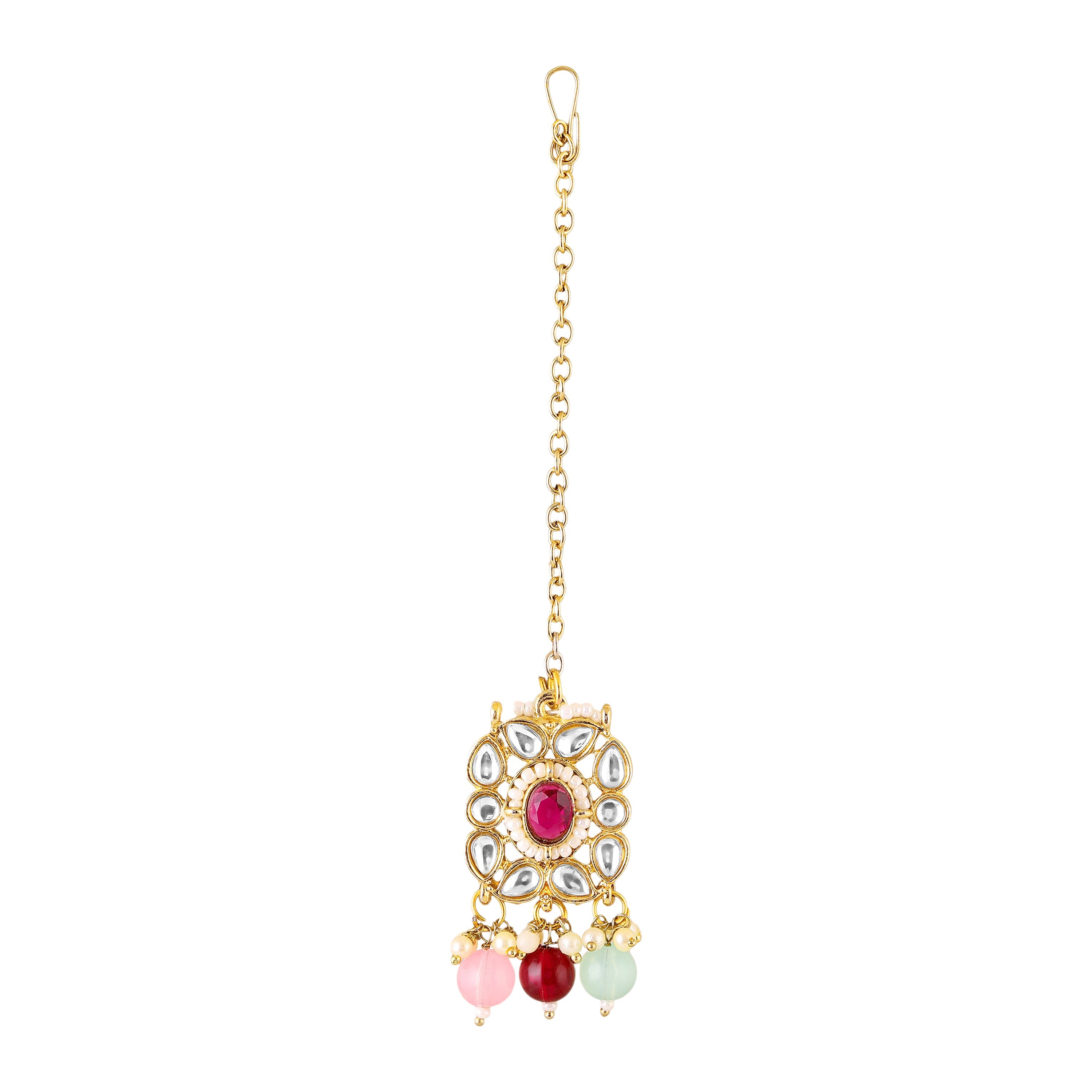 Mahi Traditional Kundan Choker Necklace Set for Women | Bridal Jewellery with Multicolor Beads | Wedding Choker Necklace with Earrings & Maang Tikka Jewellery Set (NL1108142GMul)