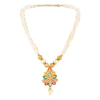 Mahi Traditional Multicolor Kundan & Artificial Pearl Beaded Floral Necklace Set with Earrings for Women & Girls | Ethnic Jewellery Set for Wedding & Festive Wear (NL1108145GMul)